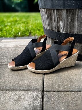 Sonoma Black Espadrille Wedge Sandals